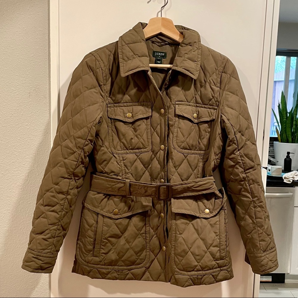 J.Crew Factory Quilted Belted Jacket, Size Small